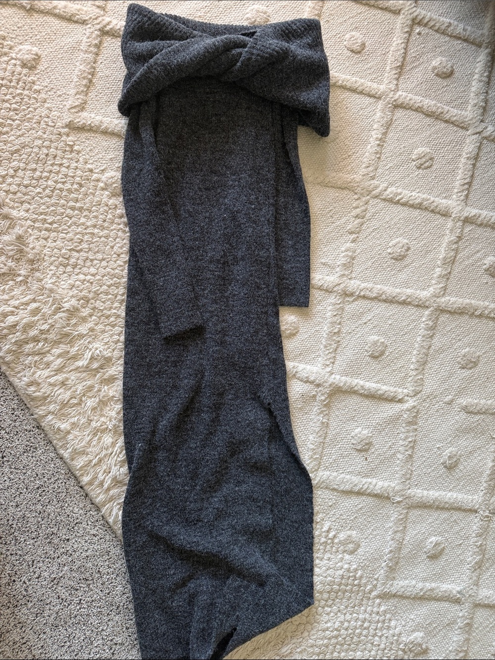 Topshop Dark Gray Long Sleeve Knit Dress